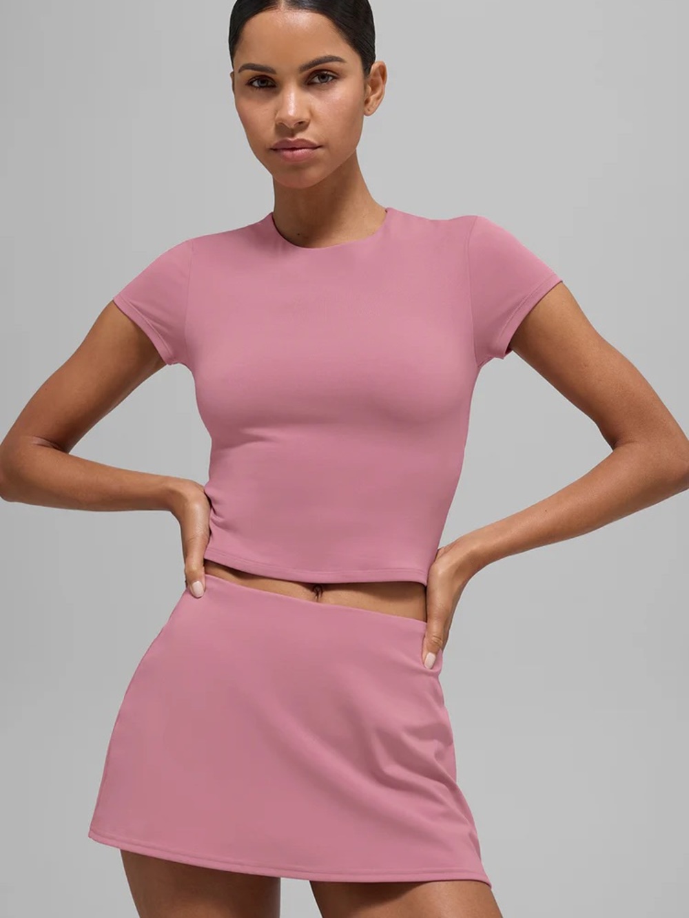 ALO Softsculpt Precision Short Sleeve Top Pink Wild Rose XXS